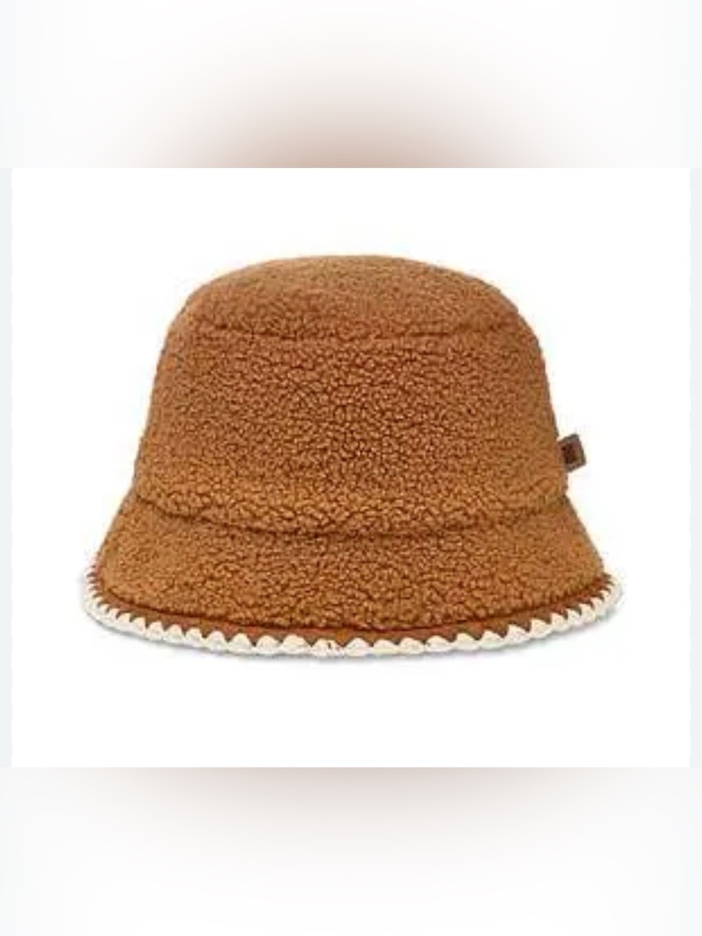 UGG women’s Uggfluff Brown Sherpa scalloped Bucket Hat